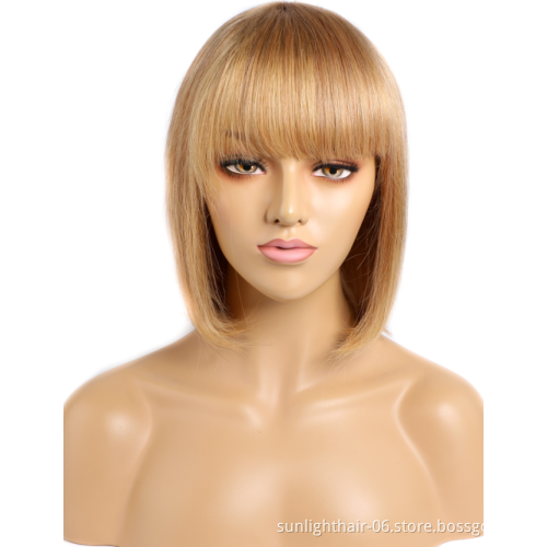 Pour francais Perruques Bob courtes cheveux bresilienne indiens non dentelle perruques naturel cheveux humain pour femme noir
